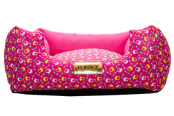 Cama Quadrada para Cachorro ou Gato Luppet Luxo Rosa Ossinho