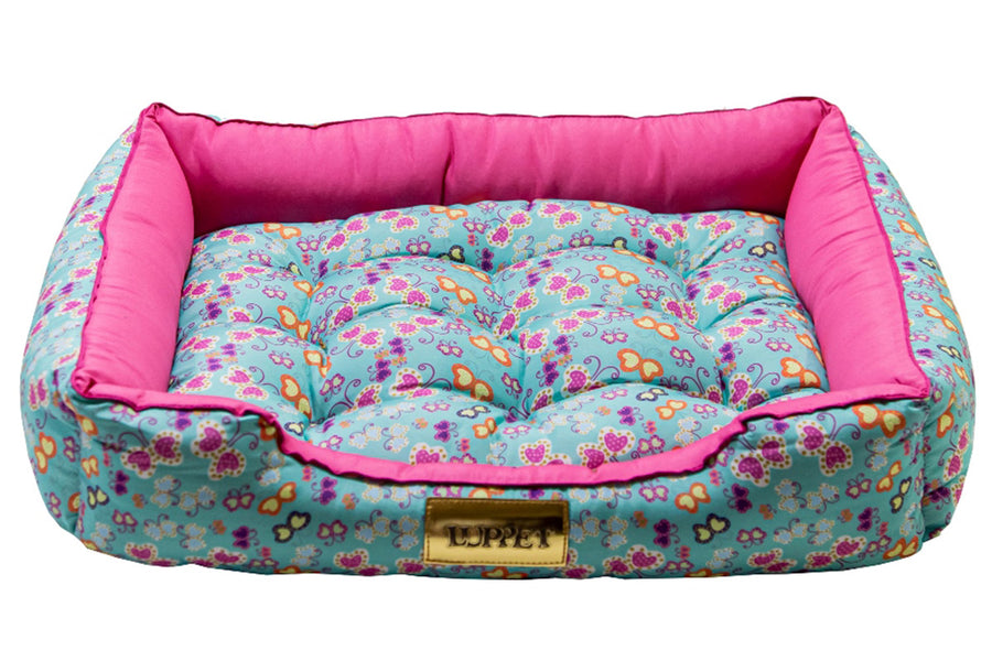 Cama Retangular para Cachorro ou Gato Luppet Luxo Rosa Borboleta