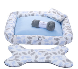 Kit Cama Pet Cachorro Ou Gato Nuvens Azul Tam: G 04 Peças